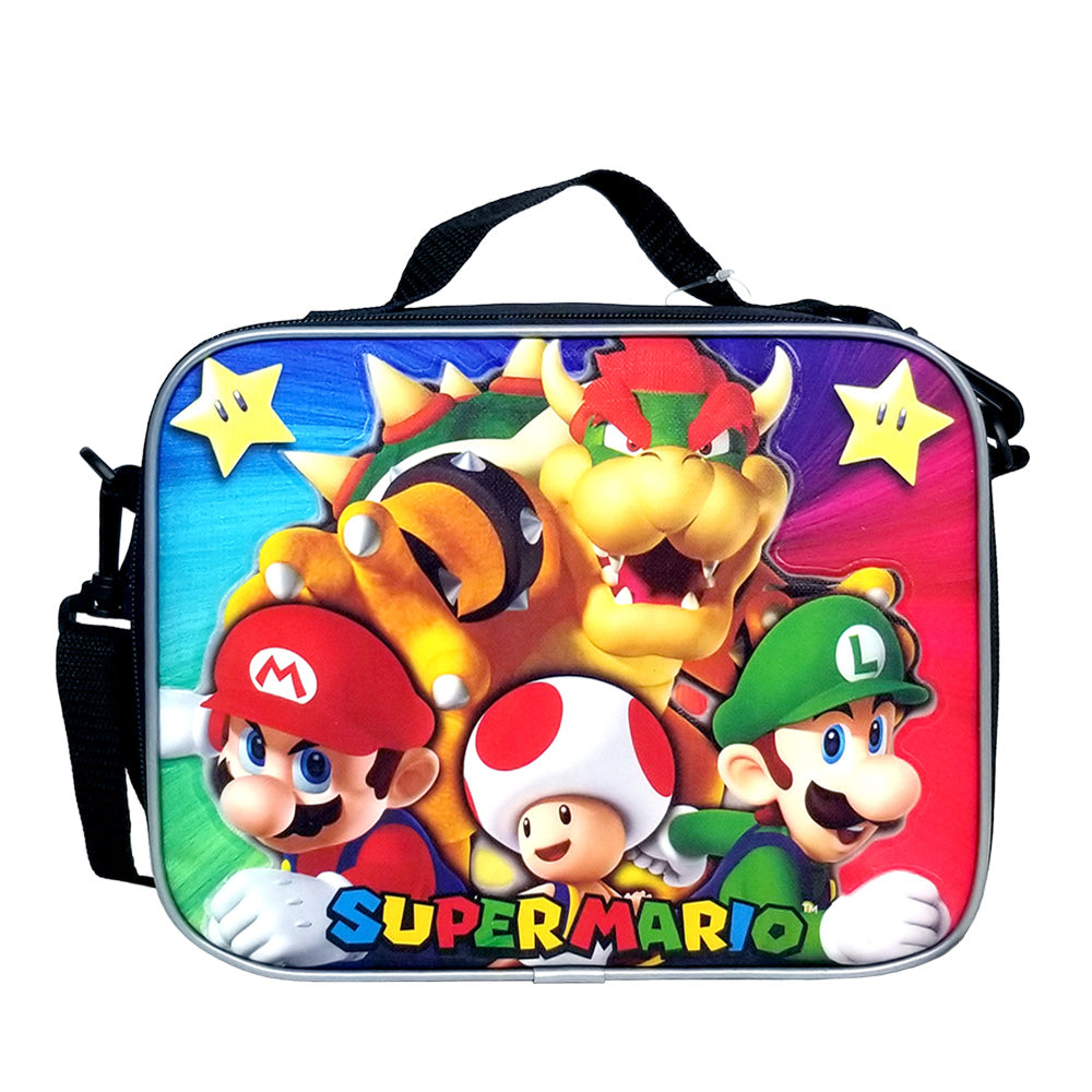 Super Mario Luigi Toad Yoshi Dual Compartment Insulated Lunch Box Soft Kit  Cooler Multicoloured