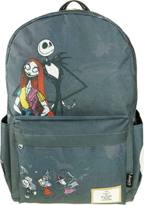 Nightmare Before Christmas Jack & Sally Backpack Large 17" Backpack with Laptop Compartment for School Travel Boys Girls Teens Adult
