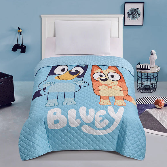 Bluey Bingo Again Twin Size Quilted Bedspread  55 x 75 Inches