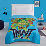 TMNT Teenage Mutant Ninja Turtle Poses Twin Size Quilted Bedspread  55 x 75 Inches