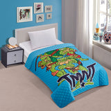 TMNT Teenage Mutant Ninja Turtle Poses Twin Size Quilted Bedspread  55 x 75 Inches