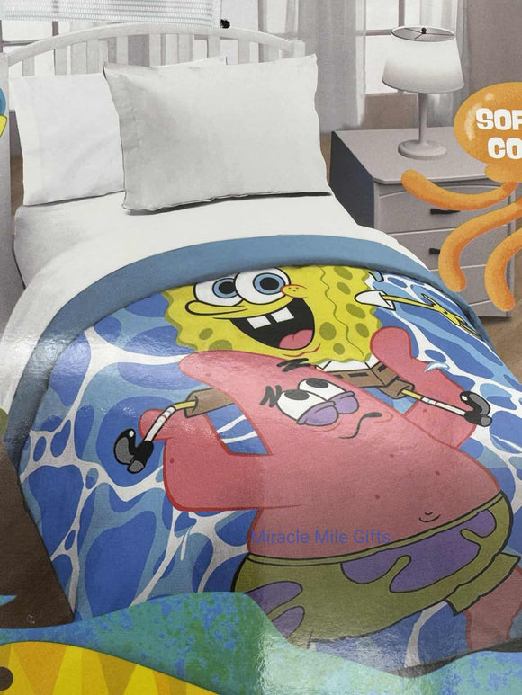 Spongebob Friend Patrick Twin/Full Quilted Bedspread 55 x 75 Inches