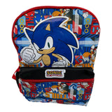 Sonic The Hedgehog Knuckles Tails 16" Large Printed Backpack