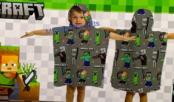 Minecraft Steve Alex Creeper Team Confetti Hooded Poncho Towel for Bath Beach Pool