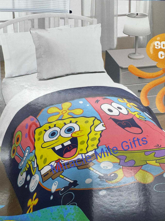 Spongebob Squarepants and Patrick Underwater Twin/Full Quilted Bedspread 55 x 75 Inches