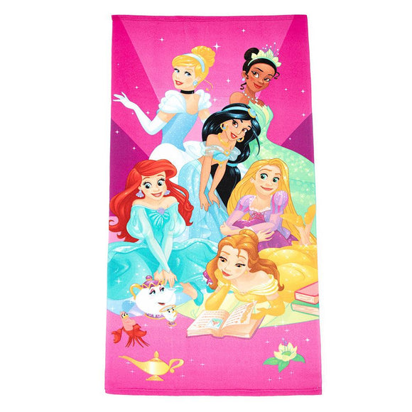 Princess Ariel Belle Cinderella Jasmine Rapunzel Tiana Beach Bath Pool Towel 27