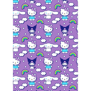 Hello Kitty Kuromi Cinamonroll Clouds Rainbows and Friends Soft Flannel Blanket 50" x 70"