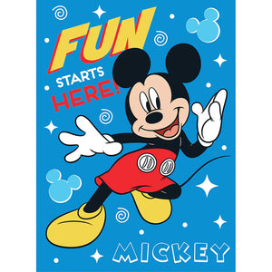 Mickey Mouse Fun Starts Here  Twin Full Raschel Blanket 55" x 75"