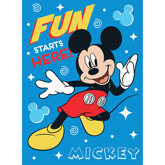 Mickey Mouse Fun Starts Here  Twin Full Raschel Blanket 55