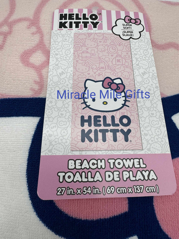 Hello Kitty Pink World Beach Bath Pool Towel 27 in x 54 in