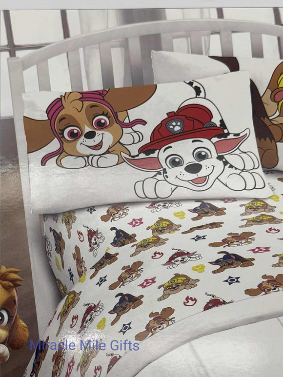 Twin Bed Sheet Set - 3 Piece Set Paw Patrol Marshall Skye Chase Rubble