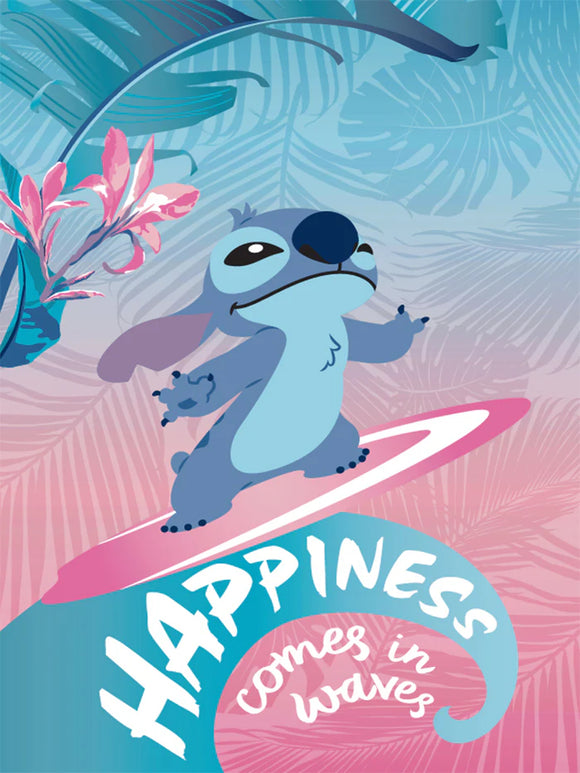 Stitch Happiness Comes In Waves Raschel Twin Size Blanket 55