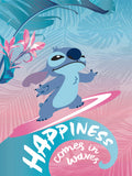 Stitch Happiness Comes In Waves Raschel Twin Size Blanket 55" x 75"