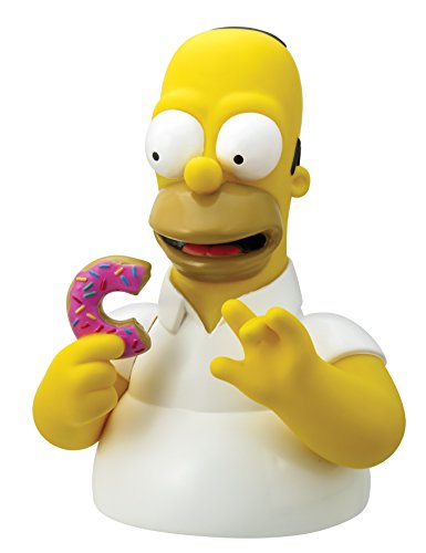 The Simpsons Homer with Donut Bust Bank Action Figure,White,yellow