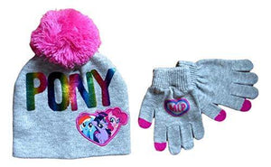 My Little Pony Knitted Beanie Hat and Gloves Set (Grey) - Miracle Mile Gifts