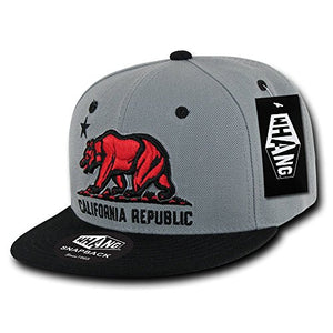 WHANG California Republic Snapbacks, Grey/Black