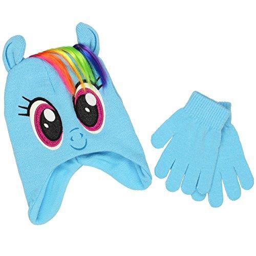 My Little Pony Youth Beanie Hat and Gloves Set (One Size, Rainbow Dash Blue) - Miracle Mile Gifts