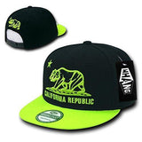 WHANG California Bear Logo Flag Republic Flat Bill Snapback - One Size fits Most - Miracle Mile Gifts