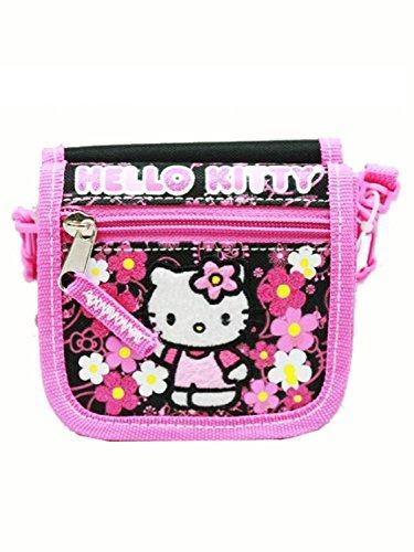 Hello Kitty String Wallet Flowers Black - Miracle Mile Gifts