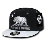 WHANG California Bear Logo Flag Republic Flat Bill Snapback - One Size fits Most - Miracle Mile Gifts