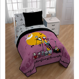 The Nightmare Before Christmas Jack & Sally Quilted Bedspread / Comforter & 1PC Sham - 2 PC Set - Love you To Death