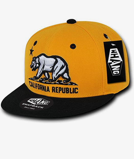California Republic Cali Bear Gold/Black Snapback Hat Cap by Whang