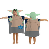 Baby Yoda Silk Touch Flannel Plush Poncho Hooded Throw 23.6"x47.2" for Kids by Disney
